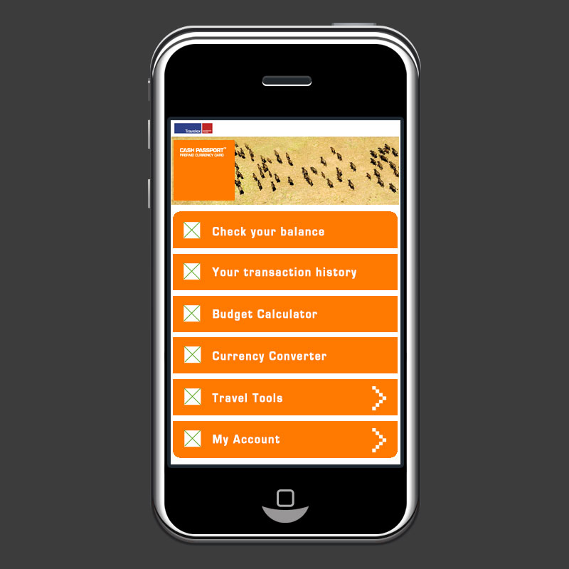 Travelex Cash Passport mobile app.